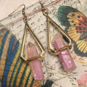 Rose Quartz & Gold dangle earrings